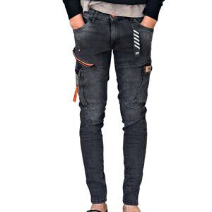 C BENE DENIM MENS JEANS w ORANGE ACCENTS